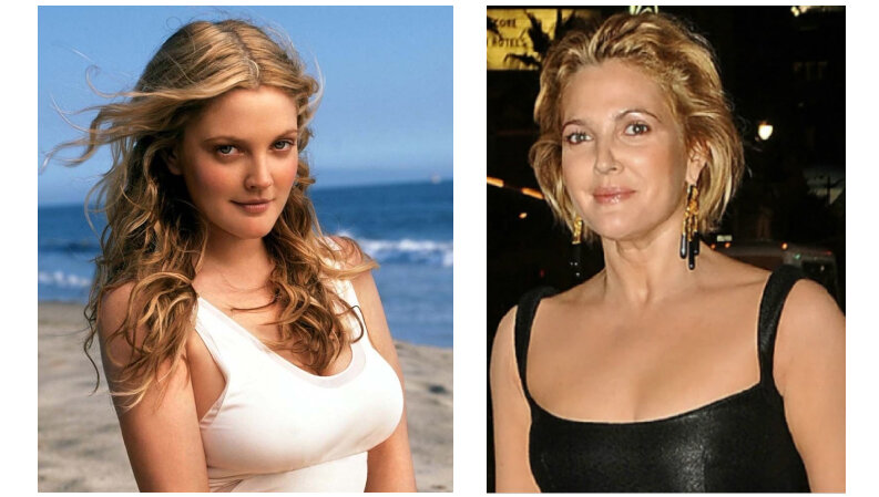 Drew Barrymore breast reduction before and after